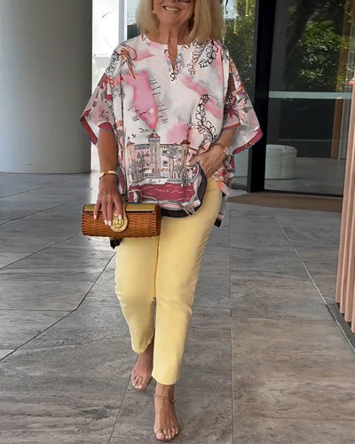 Bluse Fledermausärmel Druck