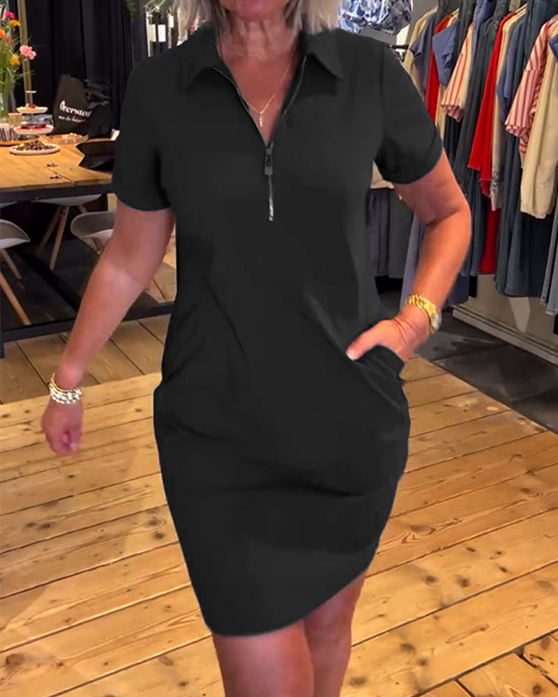 Kleid Revers Reißverschluss