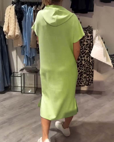 Kleid Mit Kapuze Casual Kordelzug