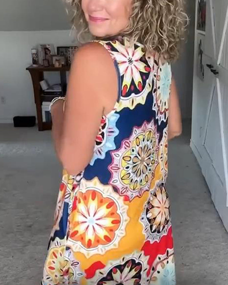 Kleid Ärmellos Kreismuster