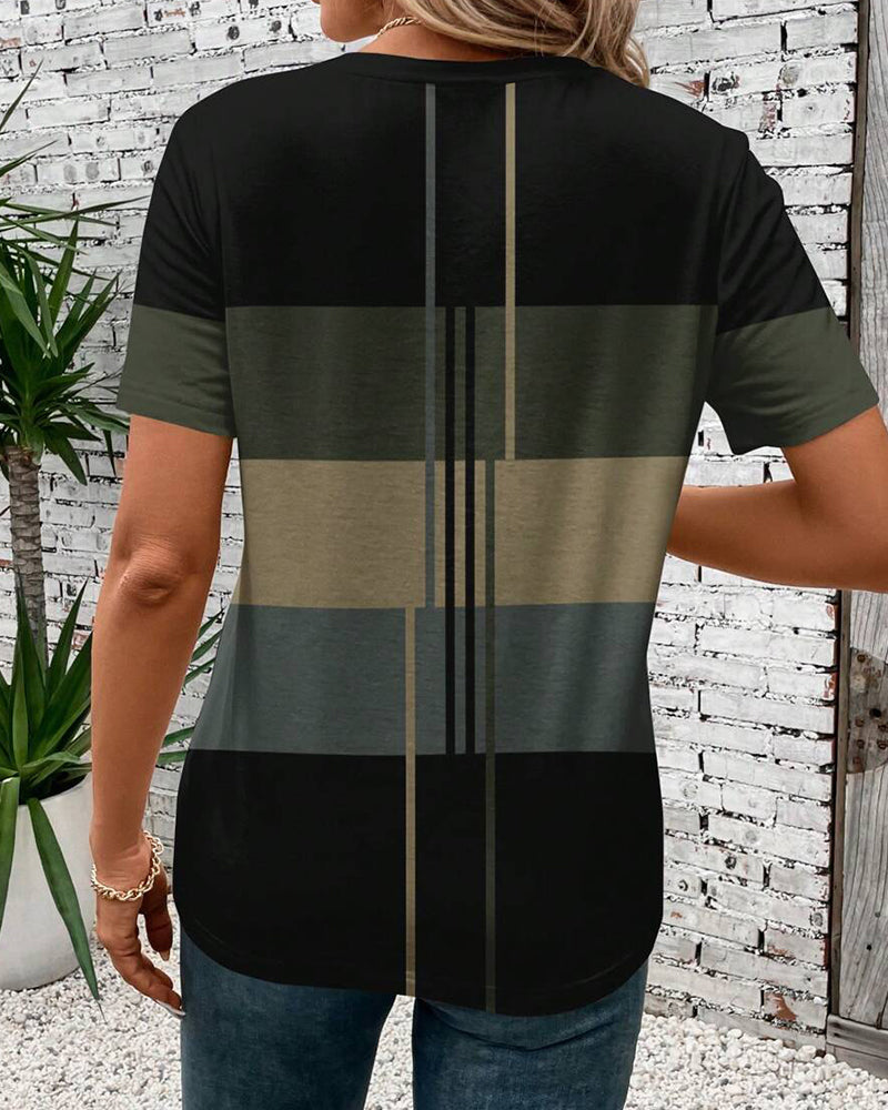 T-Shirt Rundhals Geometrischer Druck Kurzarm