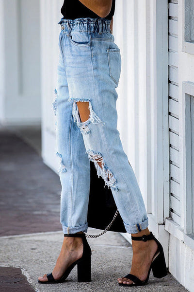 Heidi-Mode | Kristen Paperbag Taille Distressed Mom Jeans