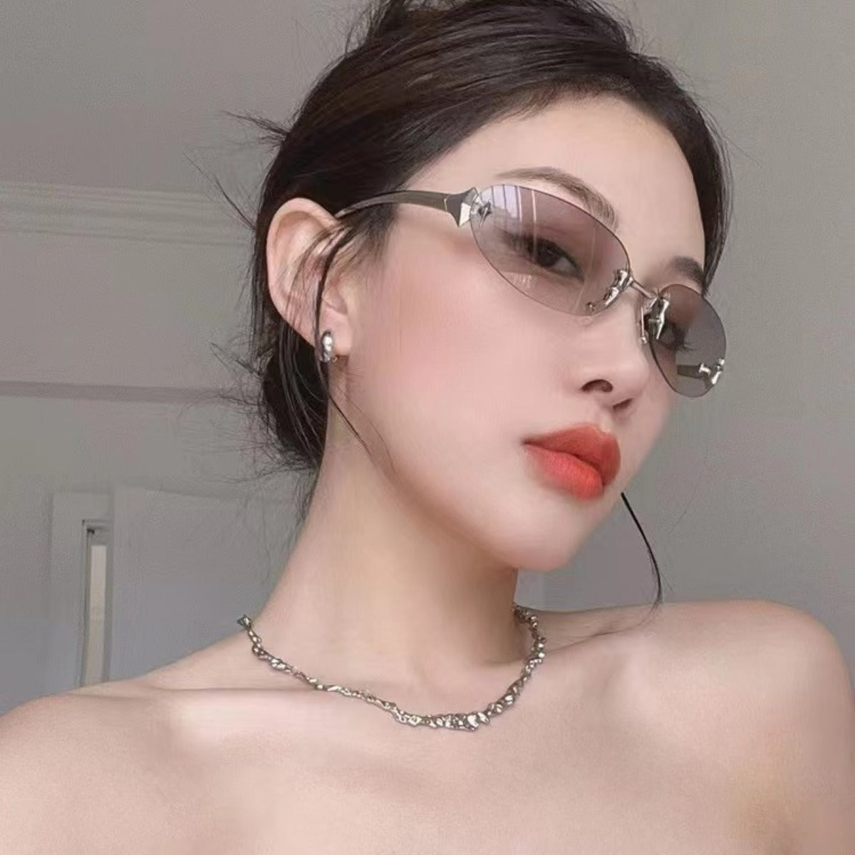 Heidi Mode | Star Rahmenlose Futuristische Sonnenbrille