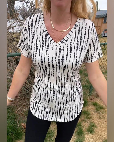 T-Shirt bedruckt kurzärmelig V-Ausschnitt