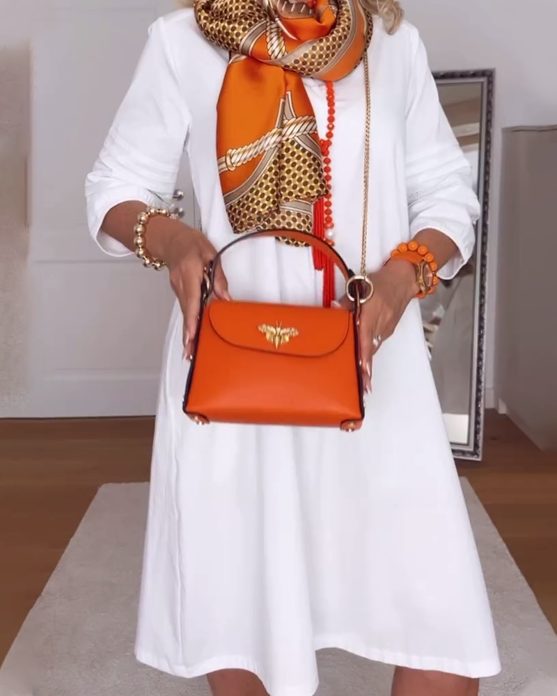 Kleid Stehkragen Einfarbig A-Linie