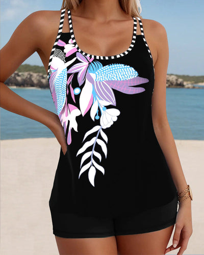 Badeanzug Ärmellos Boxer Zweiteilig Druck