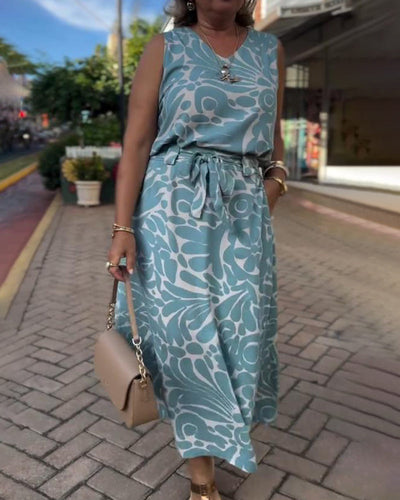 Kleid Ärmellos Gedruckt Bindeweite