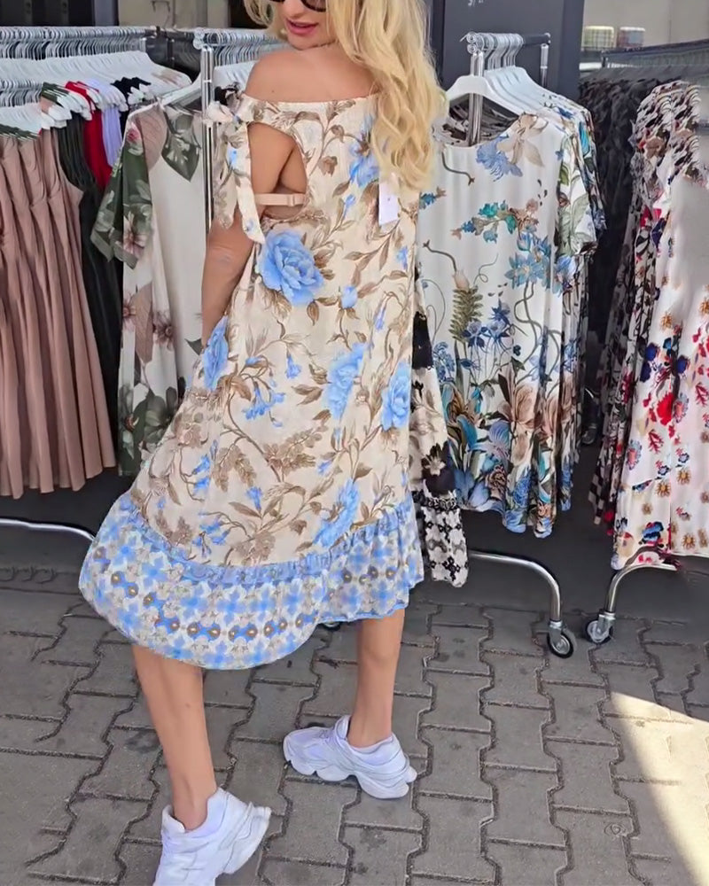 Kleid Elegant Ärmellos Blumen
