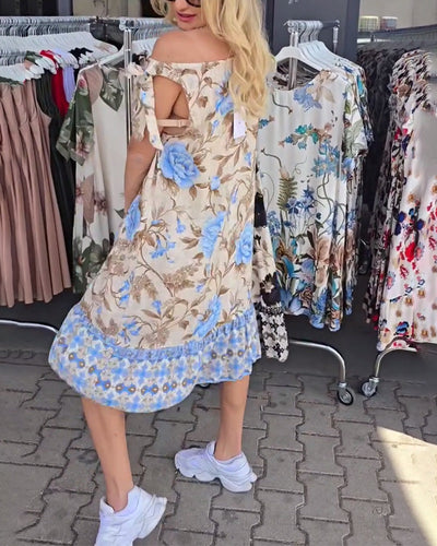 Kleid Elegant Ärmellos Blumen