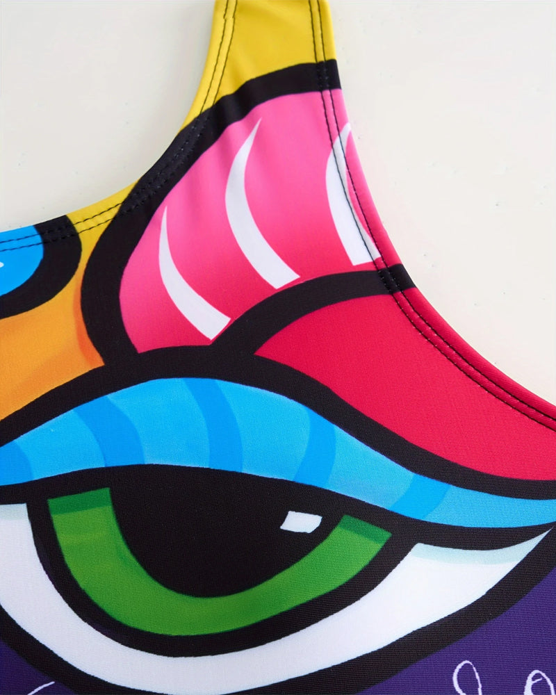 Badeanzug Ärmellos Gemustert Einteiler