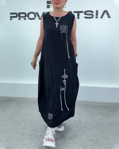 Kleid Ärmellos Oversized Buchstabenprint