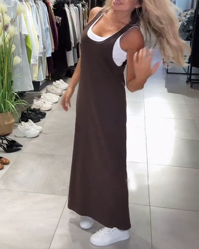 Kleid Schlankmachend Träger Casual