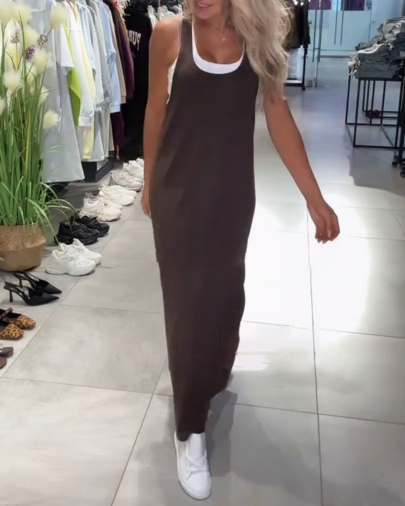 Kleid Schlankmachend Träger Casual