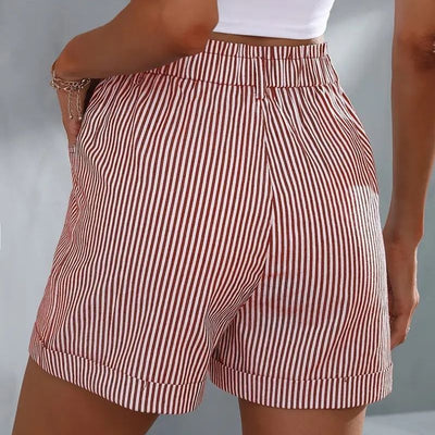 Gestreifte High-Waist Sommer-Shorts mit Taschen – Leicht & Elegant