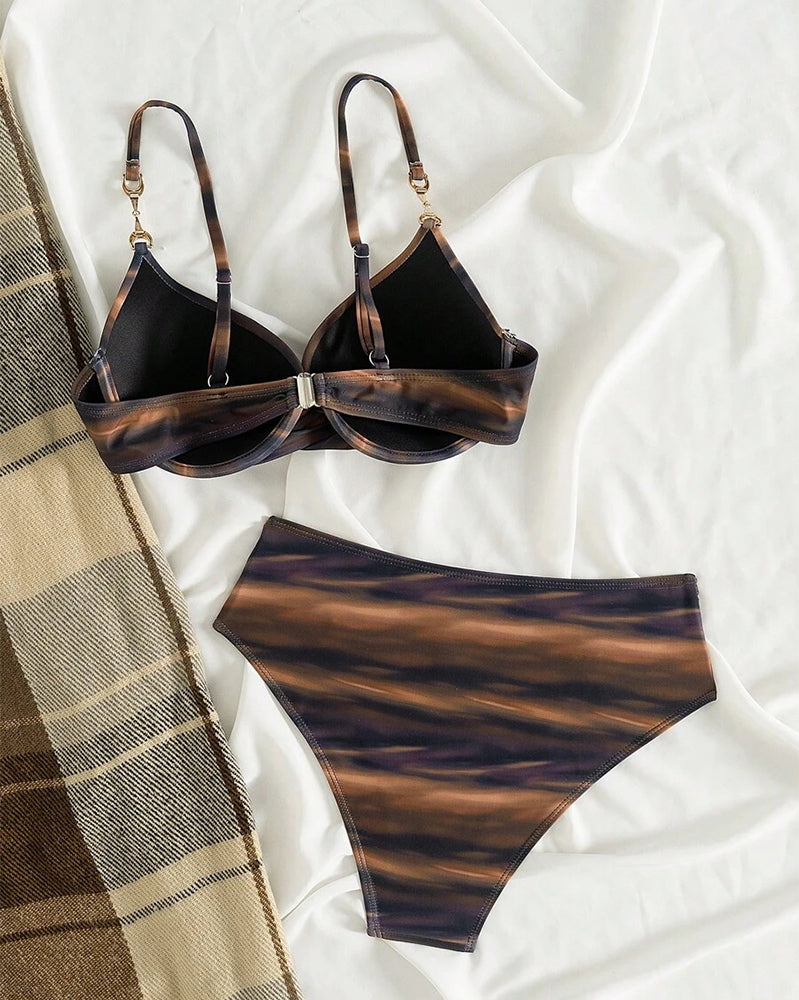 Bikini Retro Farbverlauf Gefaltet Sexy