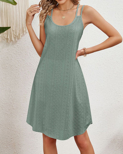 Kleid Einfarbig Rundhalsausschnitt mit Trägern