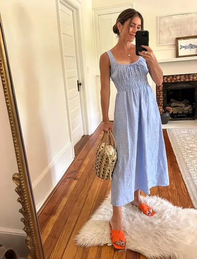 ANGELINA - GERAFFTES LEINENKLEID