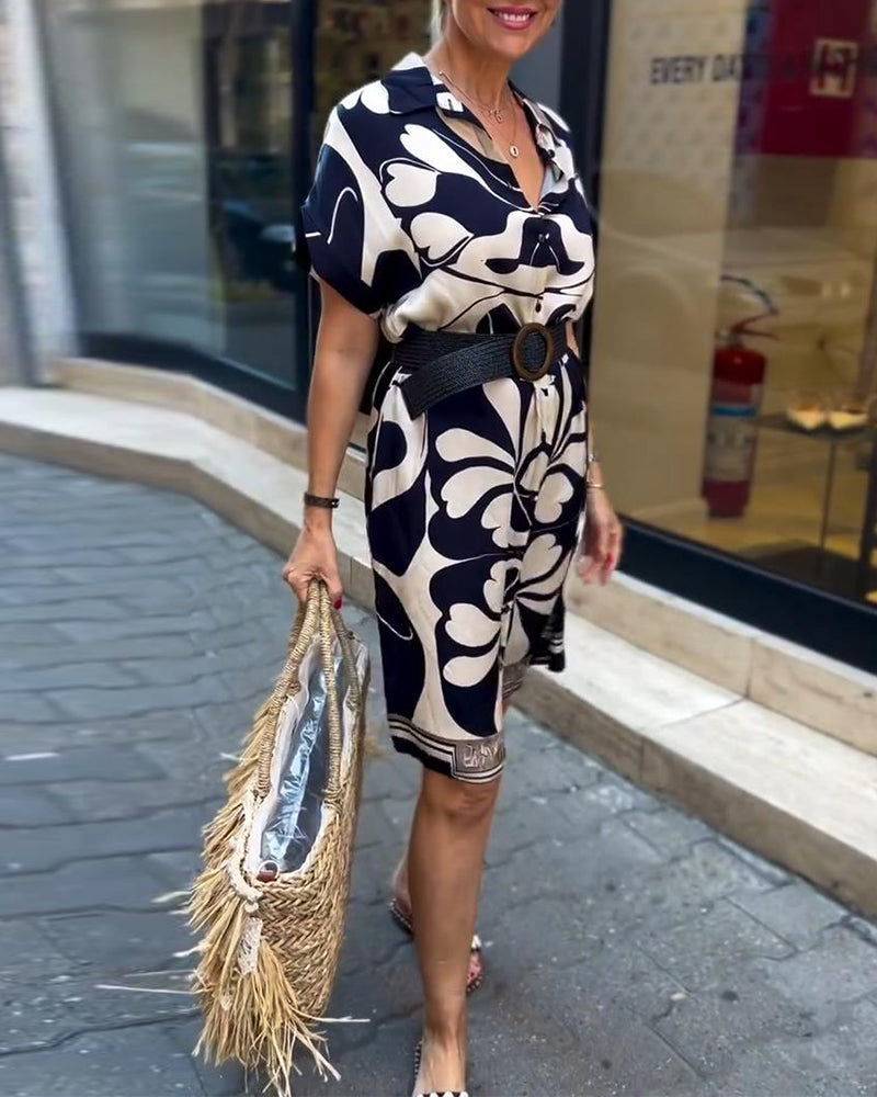 Kleid Temperament Revers Blümchen