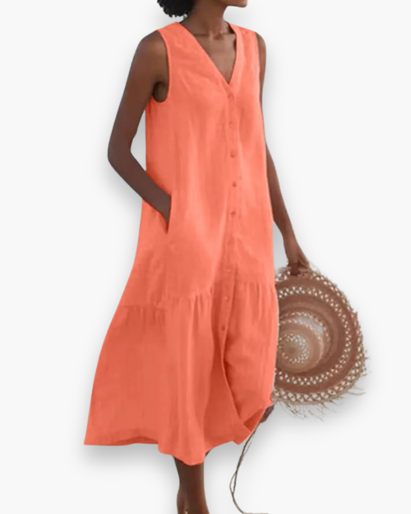 Damen Elegantes V-Ausschnitt Kleid | Sommer kleid