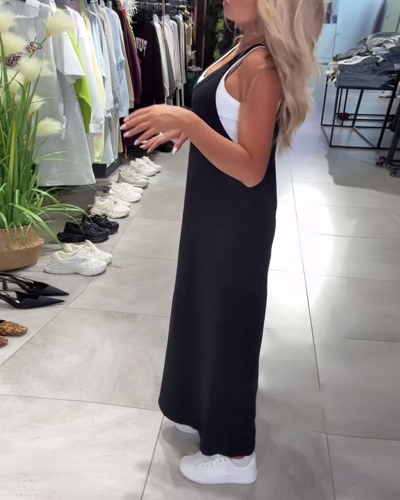 Kleid Schlankmachend Träger Casual