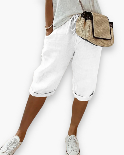 Damen Bequeme Knie-Länge Hose | Sommerliche Stoffhose