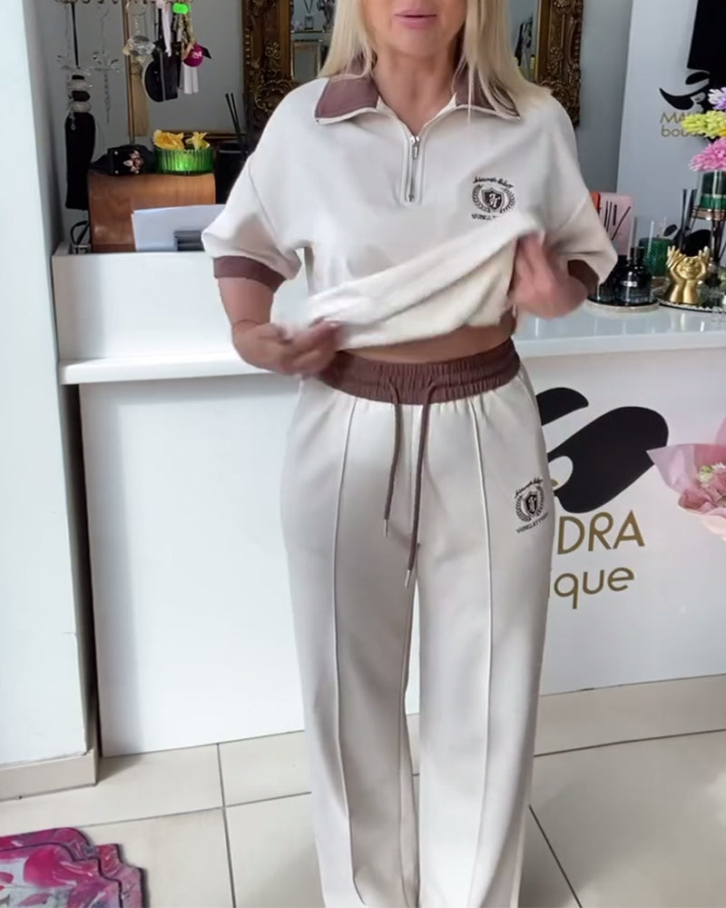 Anzug Lässig Polo Kontrastfarbe Sportlich