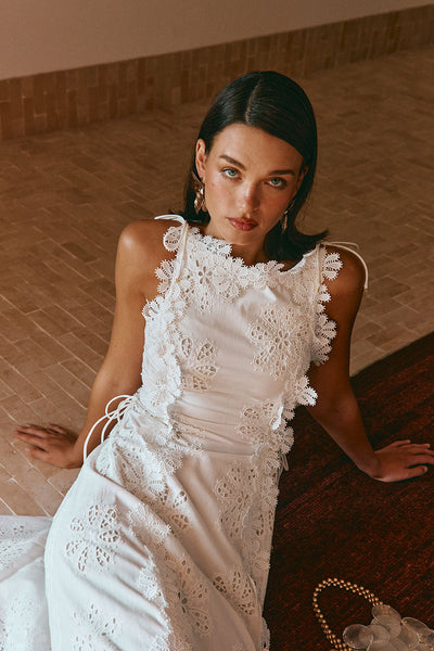 Elise | Besticktes Ärmelloses Midikleid