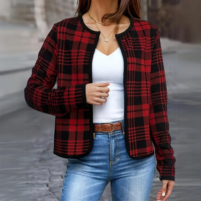 Karierte Strickjacke für Damen