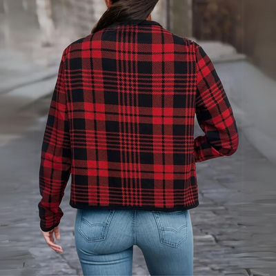 Karierte Strickjacke für Damen