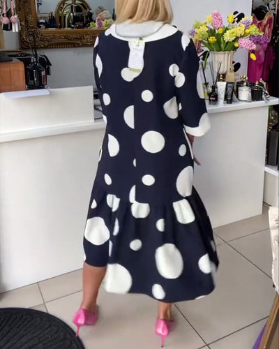 Kleid V-Ausschnitt Gepunktet Gerade