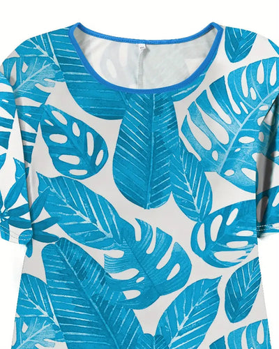 Tankini Rundhals Kurzarm Bedruckt