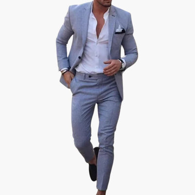 Herren Anzug Zweiteiler aus Wollmischung mit Slim Fit Schnitt