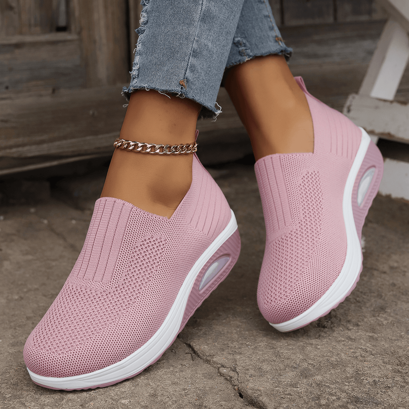 Damen Slip-On Mesh Turnschuhe für Alle Jahreszeiten