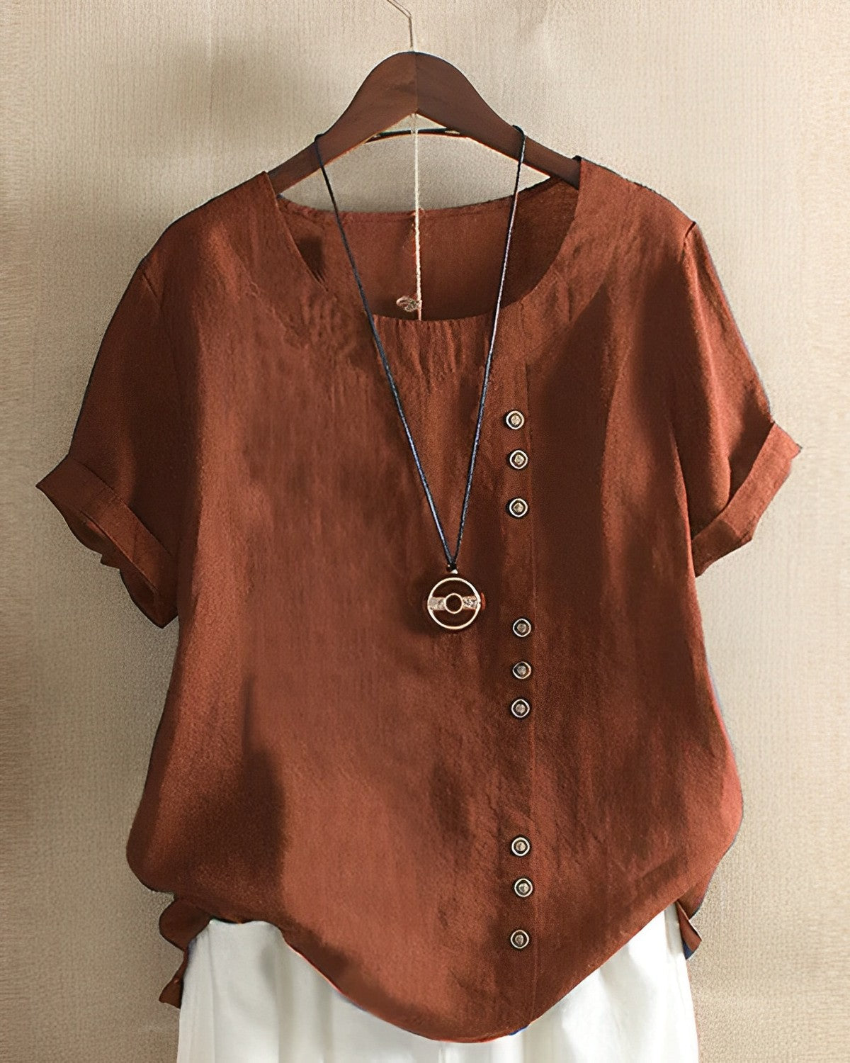 Kurzarmbluse mit Knöpfen für Damen