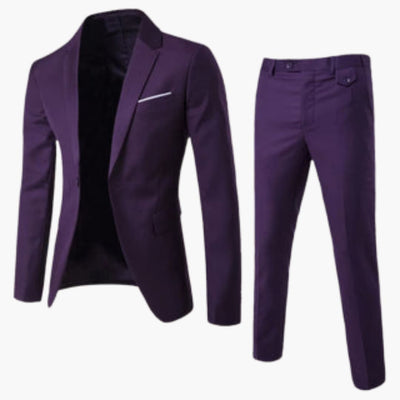 Herren Sommer Anzug Zweiteiler mit Revers und Flatfront Hose