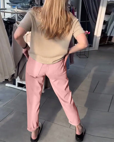 Hose einfarbig lässig gerade