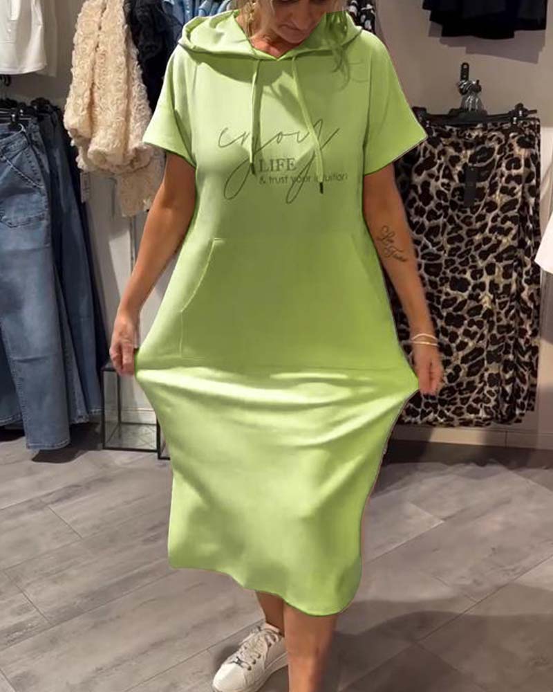 Kleid Mit Kapuze Casual Kordelzug