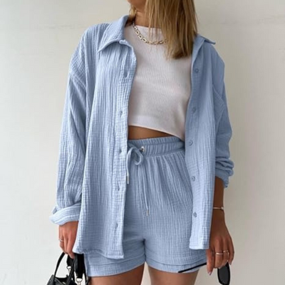 AGATHE - WEITES SHIRT UND SHORTS SET