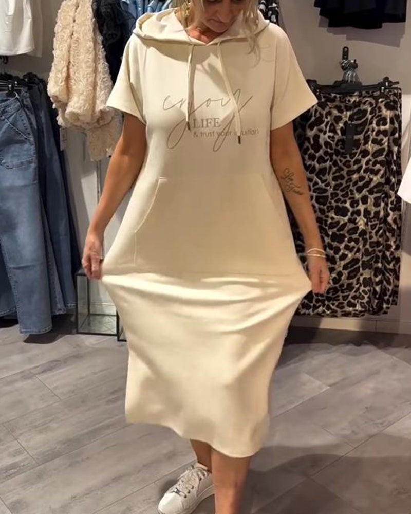 Kleid Mit Kapuze Casual Kordelzug