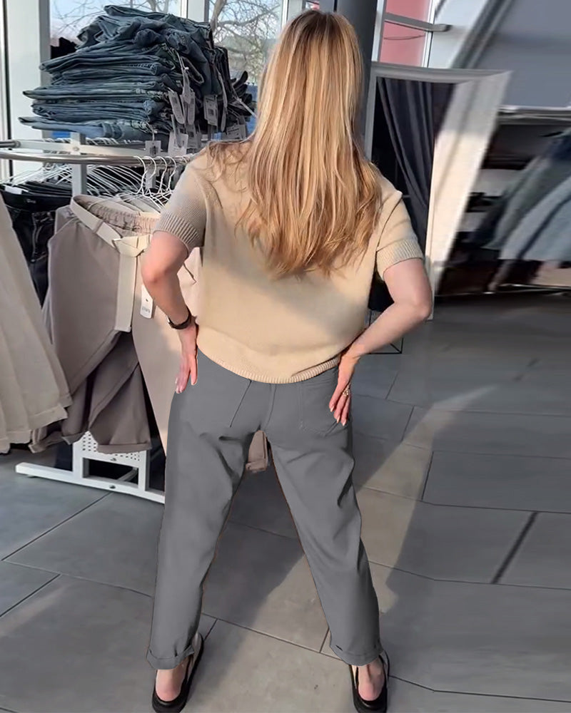 Hose einfarbig lässig gerade