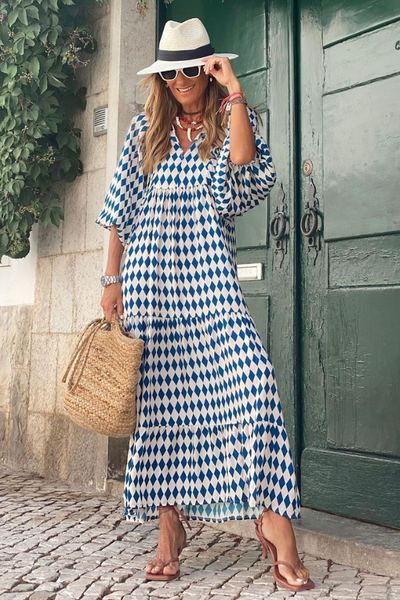 VANESSA | MAXI-KLEID LANG MIT DRUCK