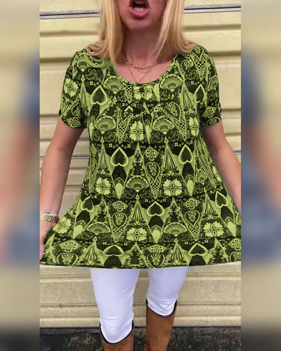 T-Shirt lässig Retro Rundhals bedruckt