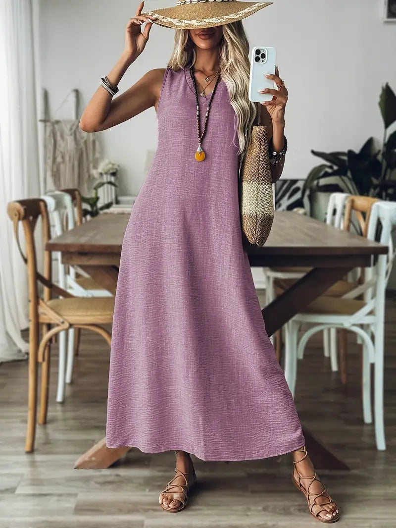 LISET - ÄRMELLOSES LANGES UND LOCKERES KLEID