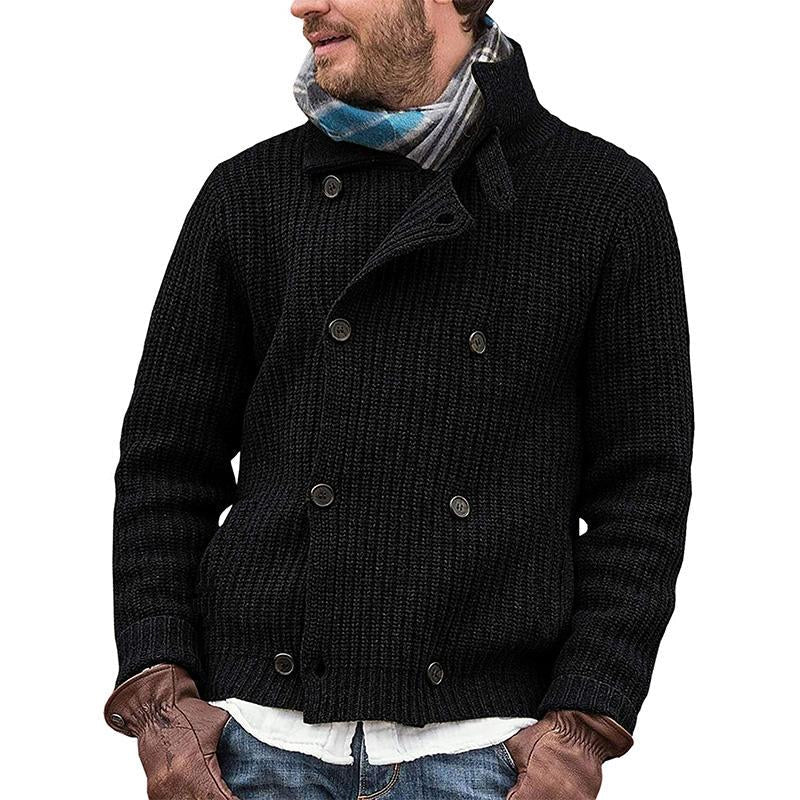 Einfarbige Strickjacke mit Knopfleiste für Männer