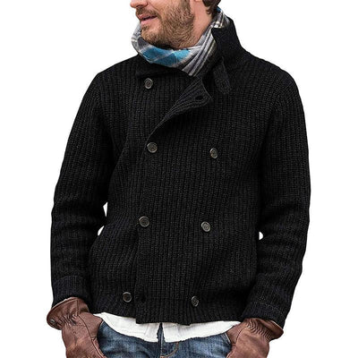 Einfarbige Strickjacke mit Knopfleiste für Männer