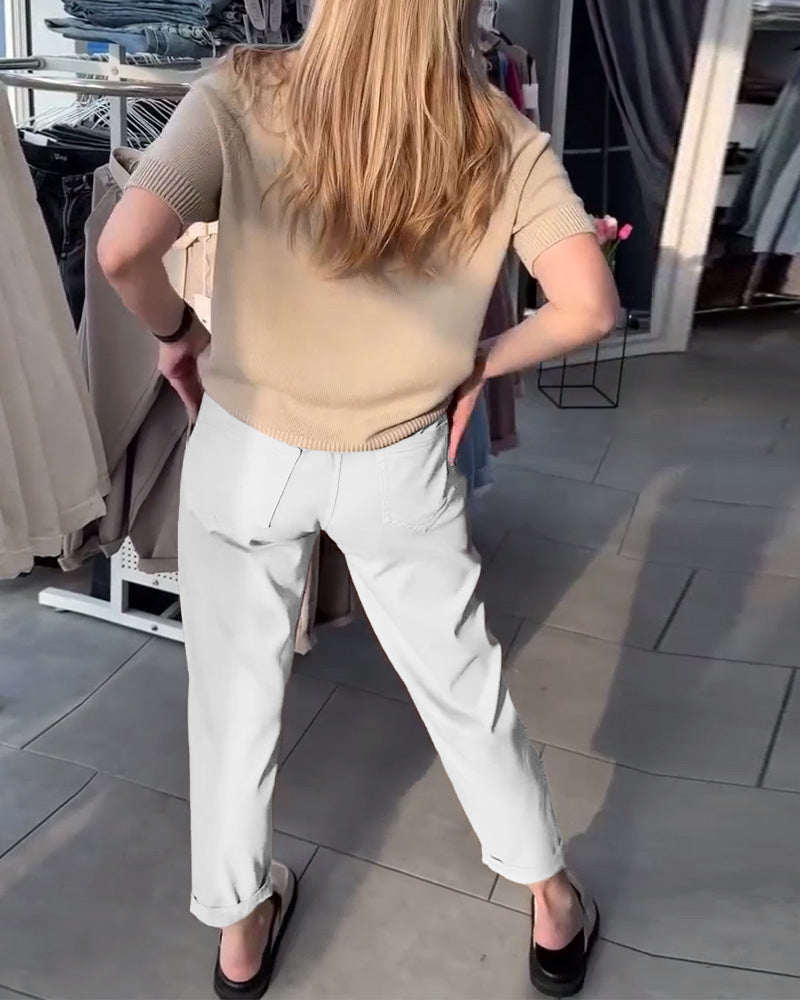 Hose einfarbig lässig gerade