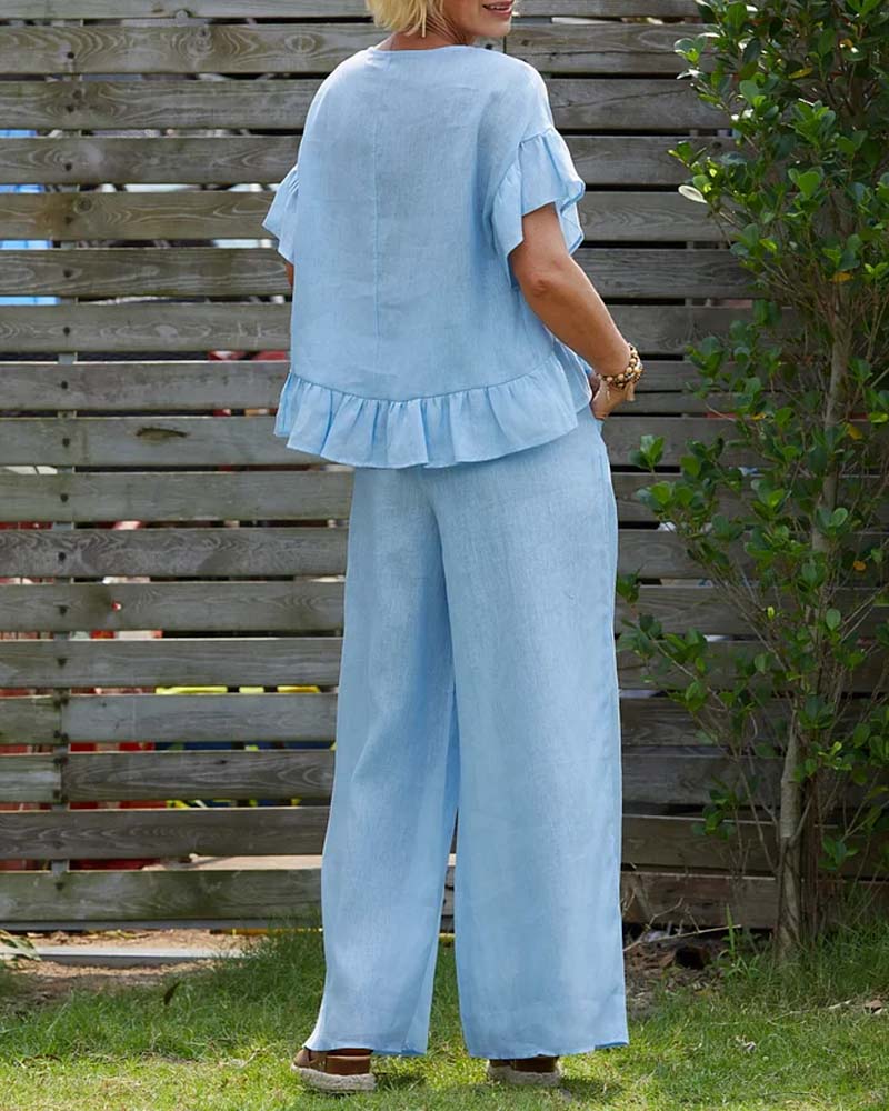 Anzug Glockenärmel Rüschen lässig