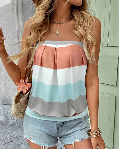Bluse Bandeau Gestreift