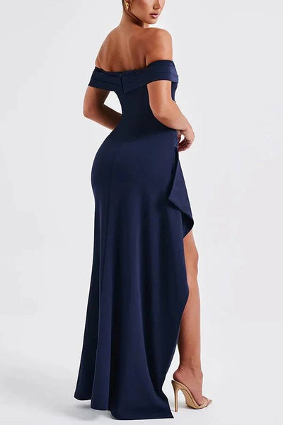 Heidi-Mode | Sexy Lady Off Shoulder Hoher Schlitz Maxi Kleid