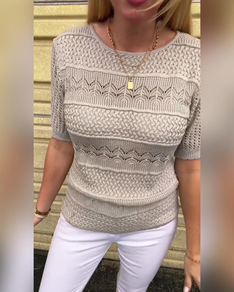 Pullover Hohles Design Einfarbig